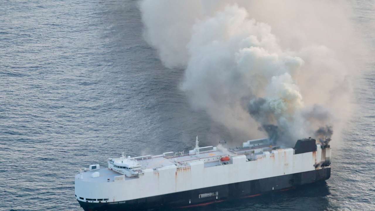 U.S. Coast Guard responds to vessel fire in the northern Pacific Ocean