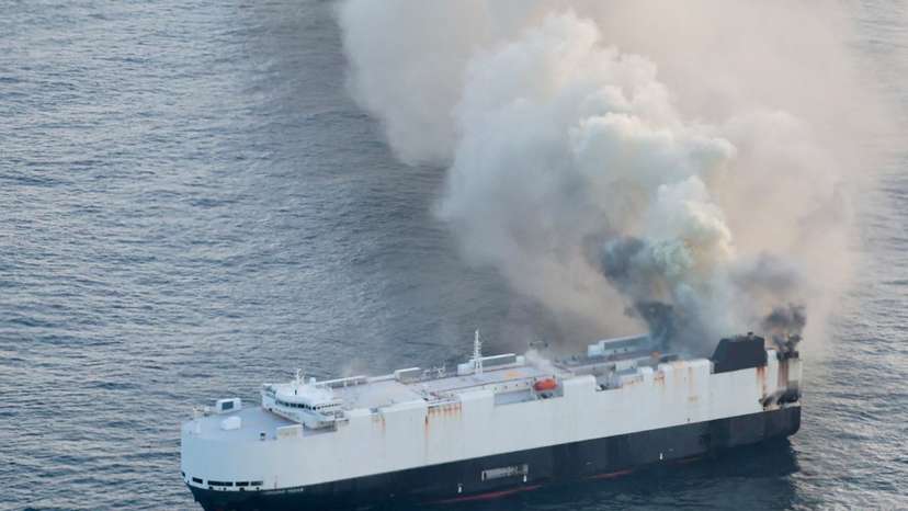 U.S. Coast Guard responds to vessel fire in the northern Pacific Ocean