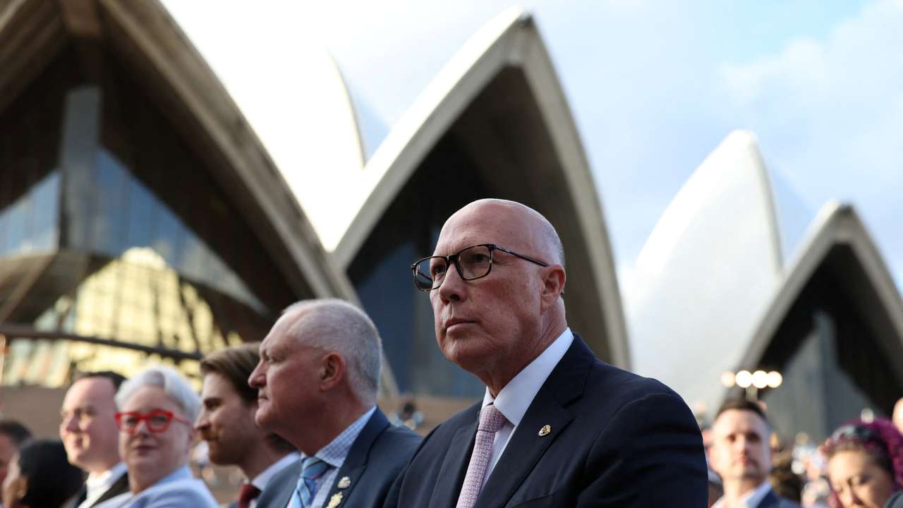 Lest We Forget sunset tribute on the eve of ANZAC Day in Sydney