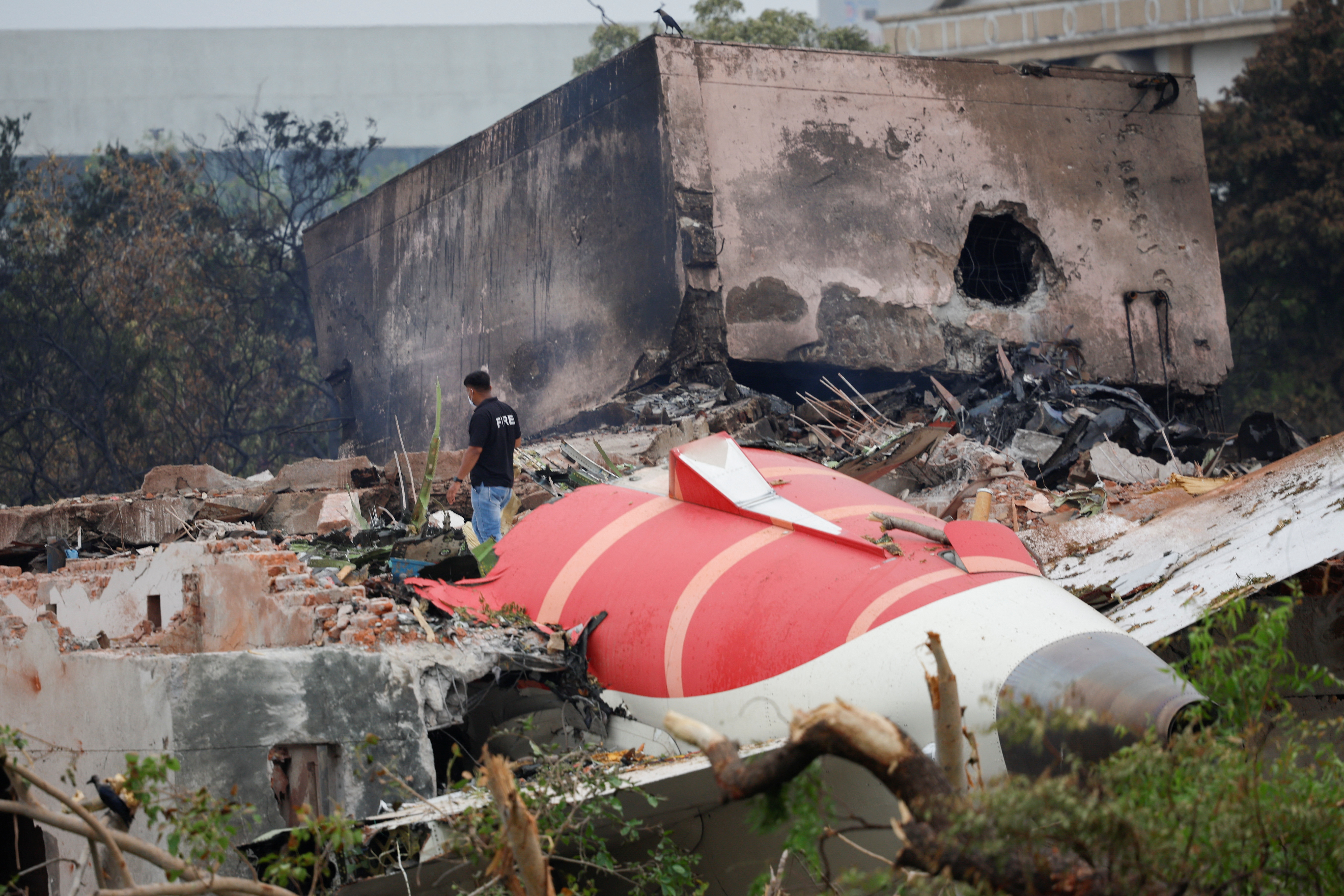 Aftermath of the Air India crash during take-off, in Ahmedabad
