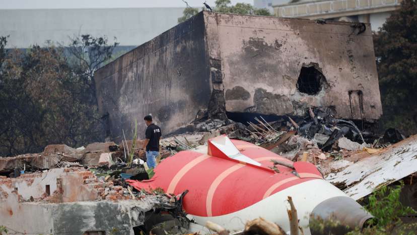 Aftermath of the Air India crash during take-off, in Ahmedabad