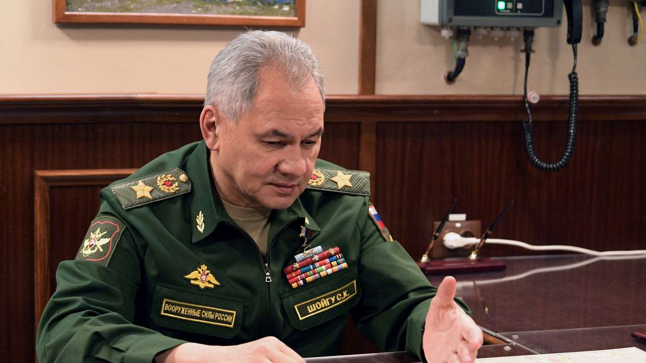 FILE PHOTO: Russia's President Putin and Defence Minister Shoigu meet in St Petersburg