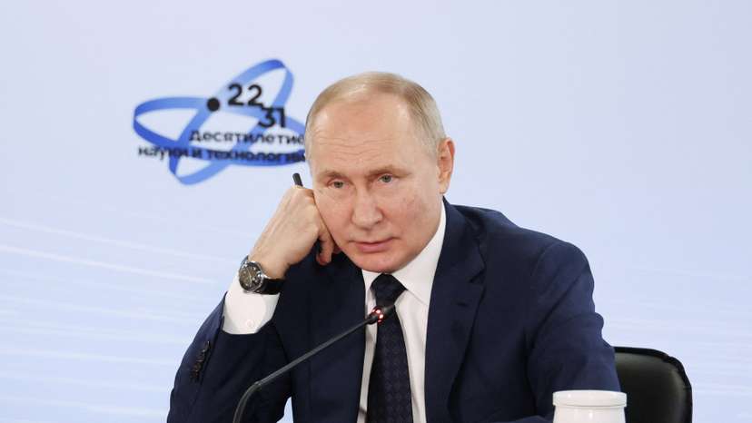 Russian President Putin attends a meeting with participants of the 3rd Young Scientists Congress in Krasnodar Region