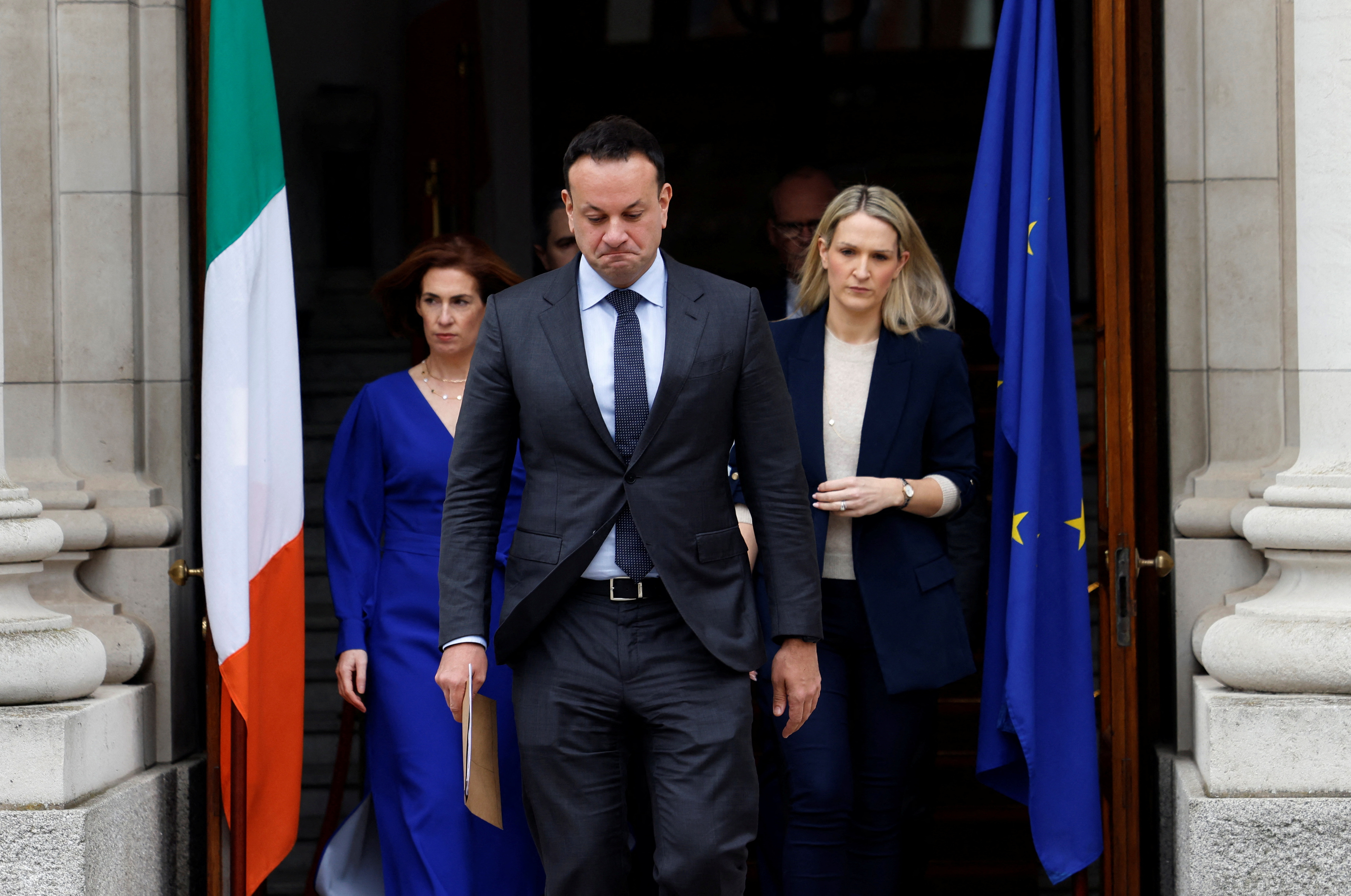 Ireland's Taoiseach (Prime Minister) Leo Varadkar speaks to the media
