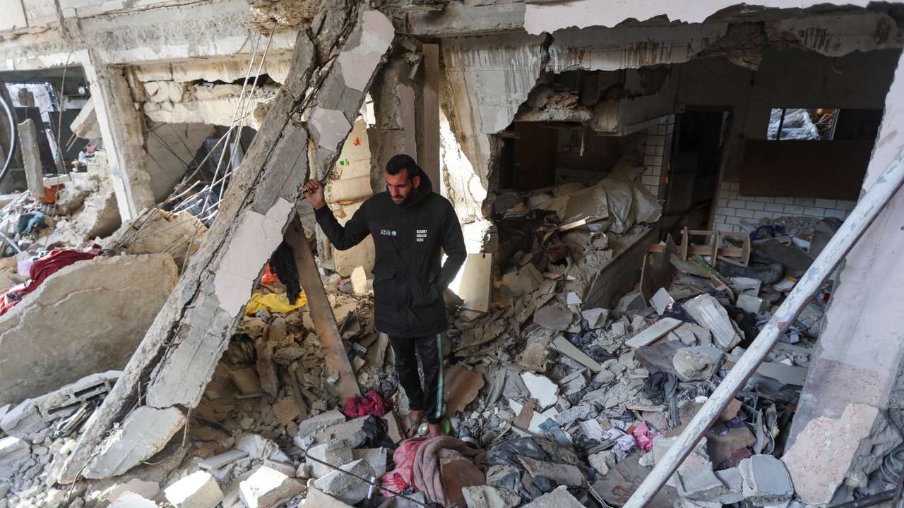 Aftermath of an Israeli strike on a house, in Bureij in the central Gaza Strip