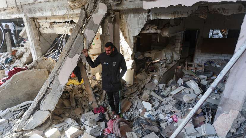 Aftermath of an Israeli strike on a house, in Bureij in the central Gaza Strip