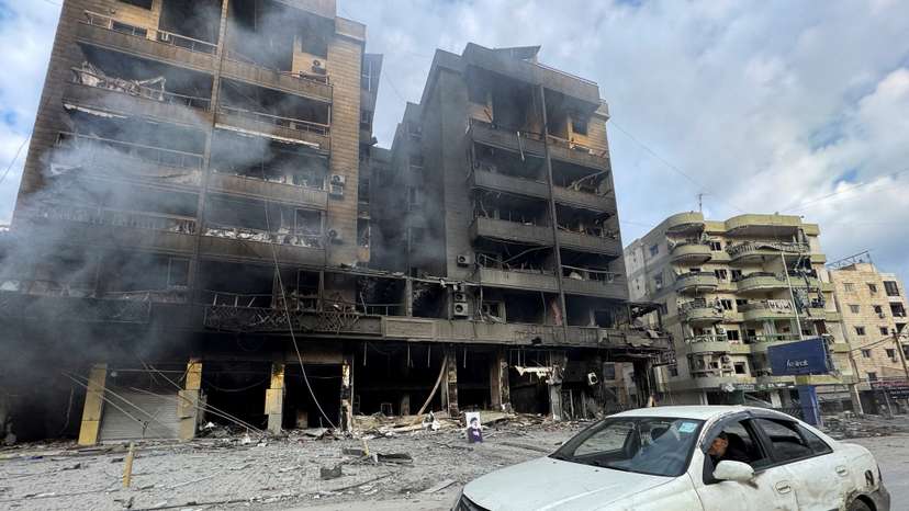 Aftermath of an Israeli strike on Beirut's southern suburbs