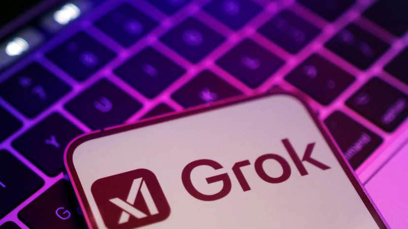 Illustration shows xAI and Grok logos