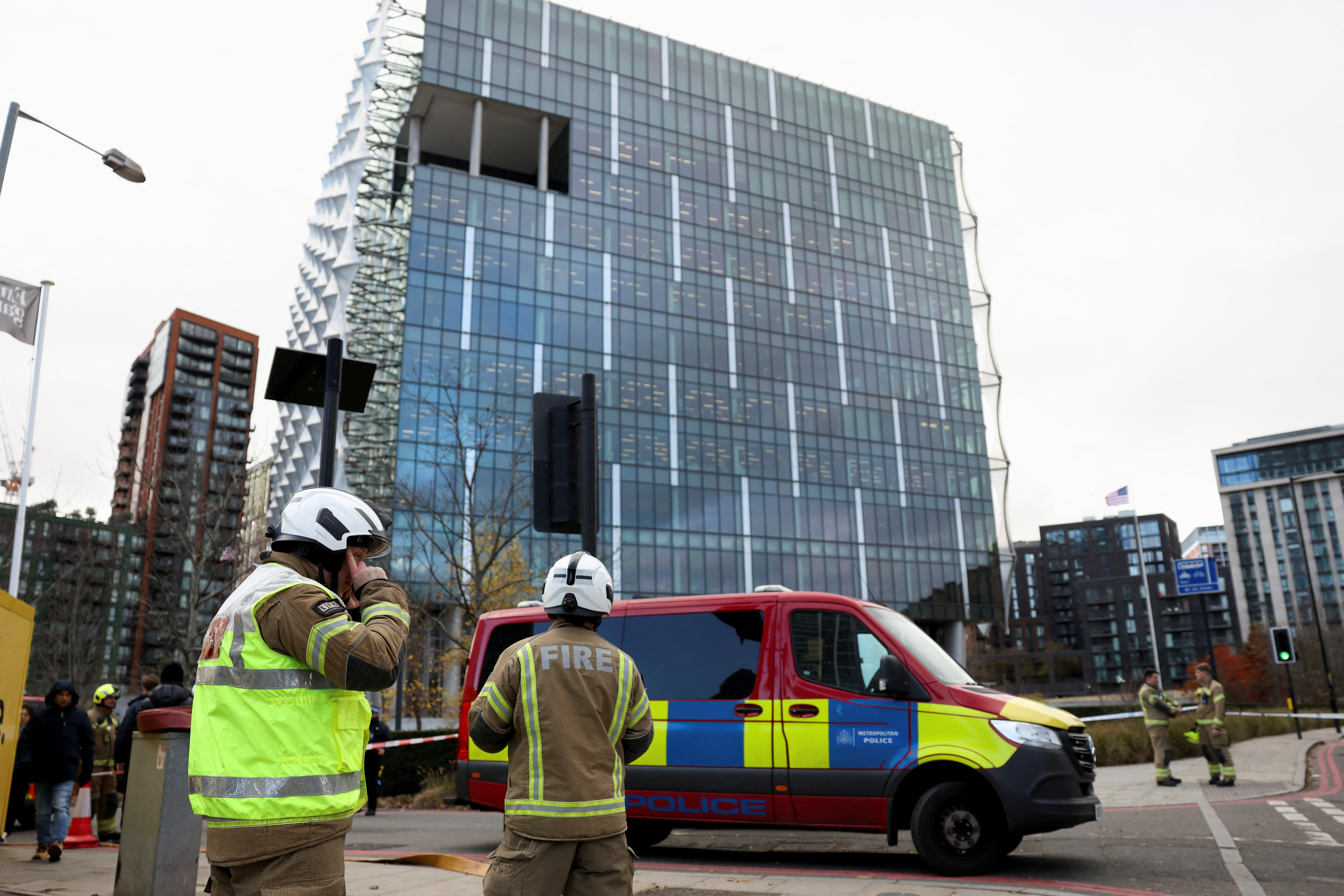 Police investigate an incident, in London