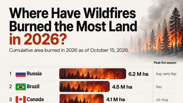 Wildfires in 2026: Russia, Brazil and Canada among countries with most land burned