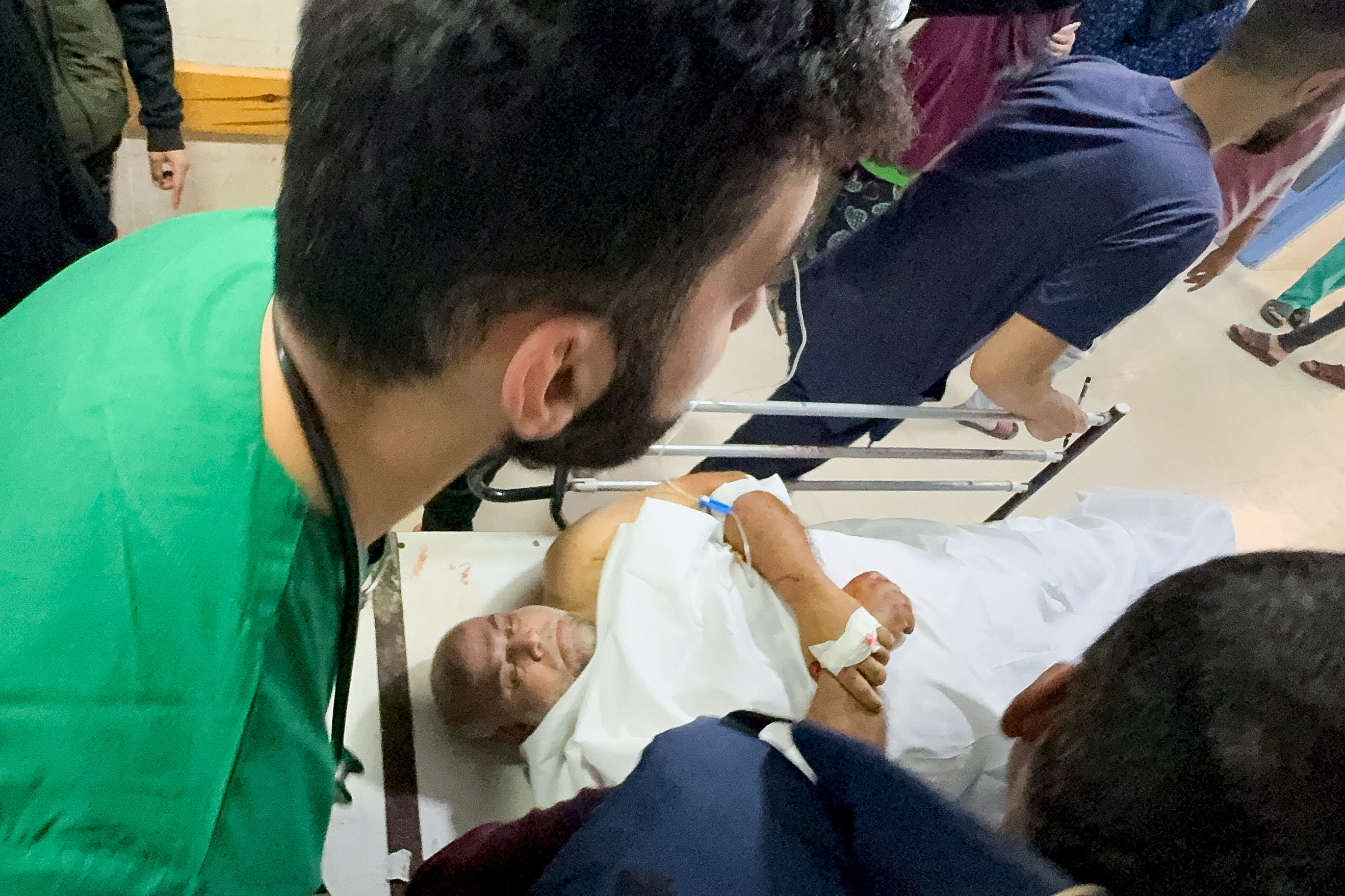 Al Jazeera journalist Wael Al-Dahdouh is received at Nasser hospital, in Khan Younis