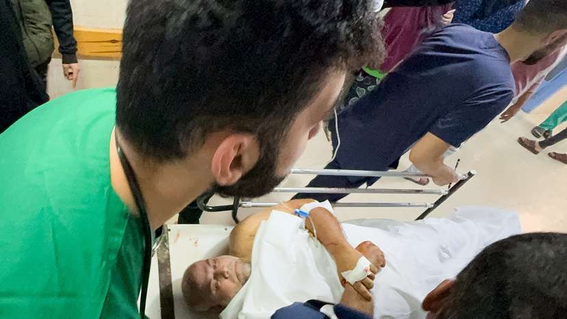 Al Jazeera journalist Wael Al-Dahdouh is received at Nasser hospital, in Khan Younis