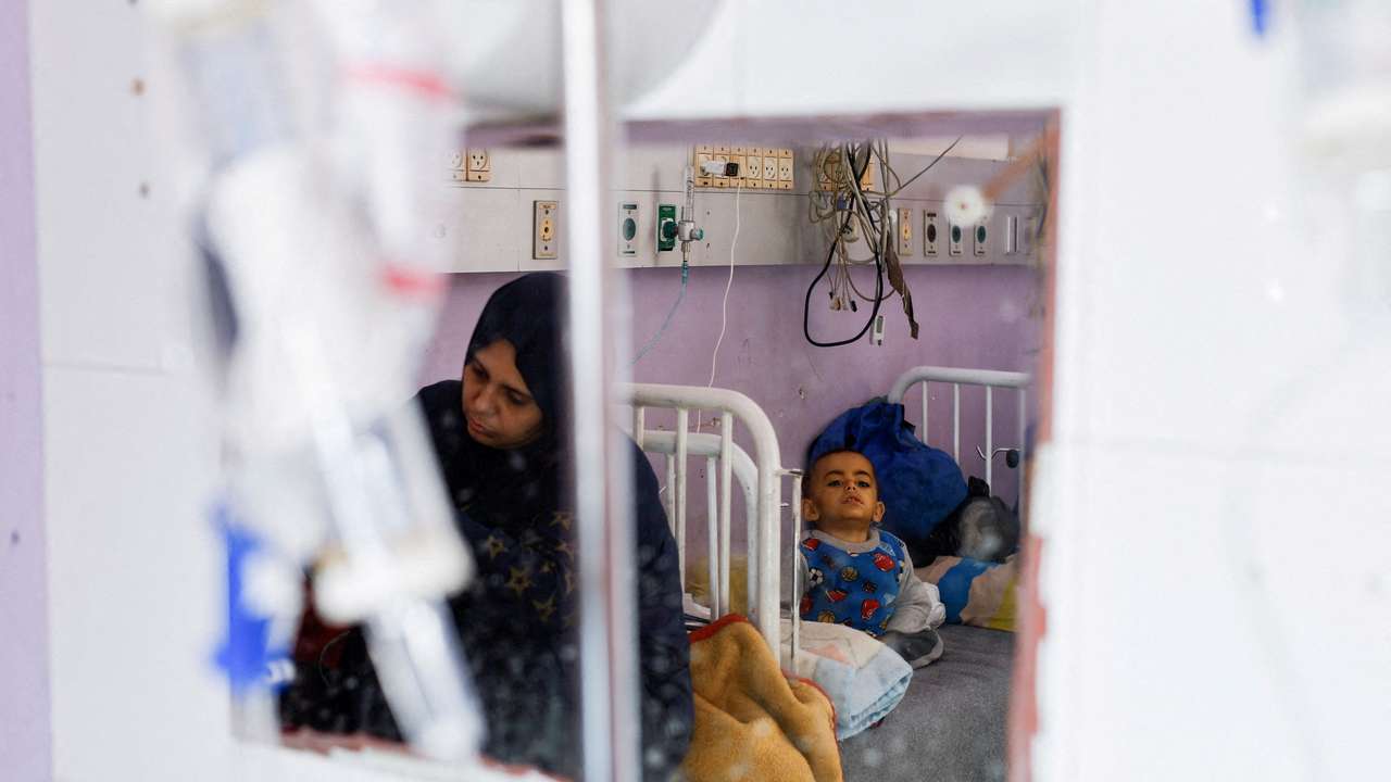 FILE PHOTO: Palestinian children receive treatment at Al-Aqsa Martyrs Hospital, in Deir al-Balah