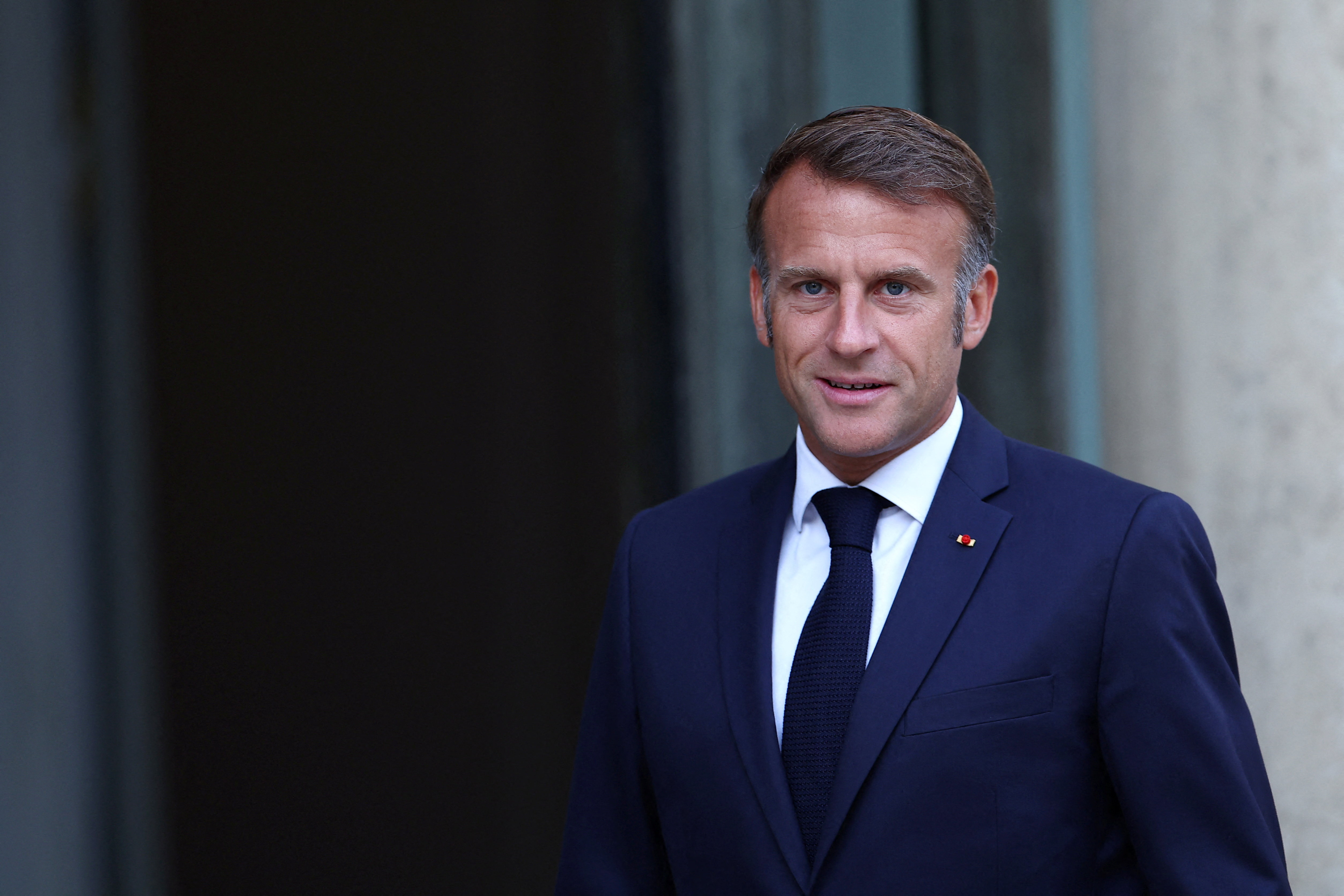 French President Macron at the Elysee Palace in Paris