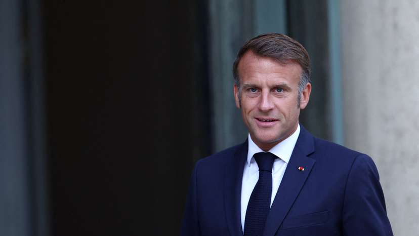 French President Macron at the Elysee Palace in Paris
