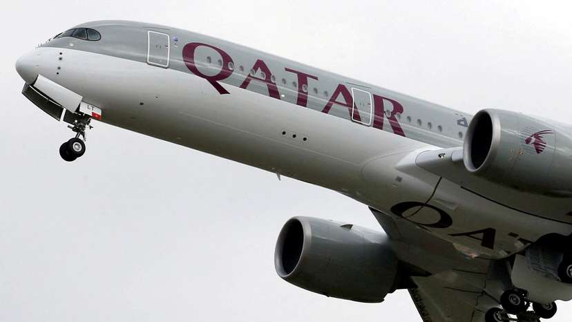 FILE PHOTO: A Qatar Airways Airbus A350 aircraft takes off in Colomiers near Toulouse