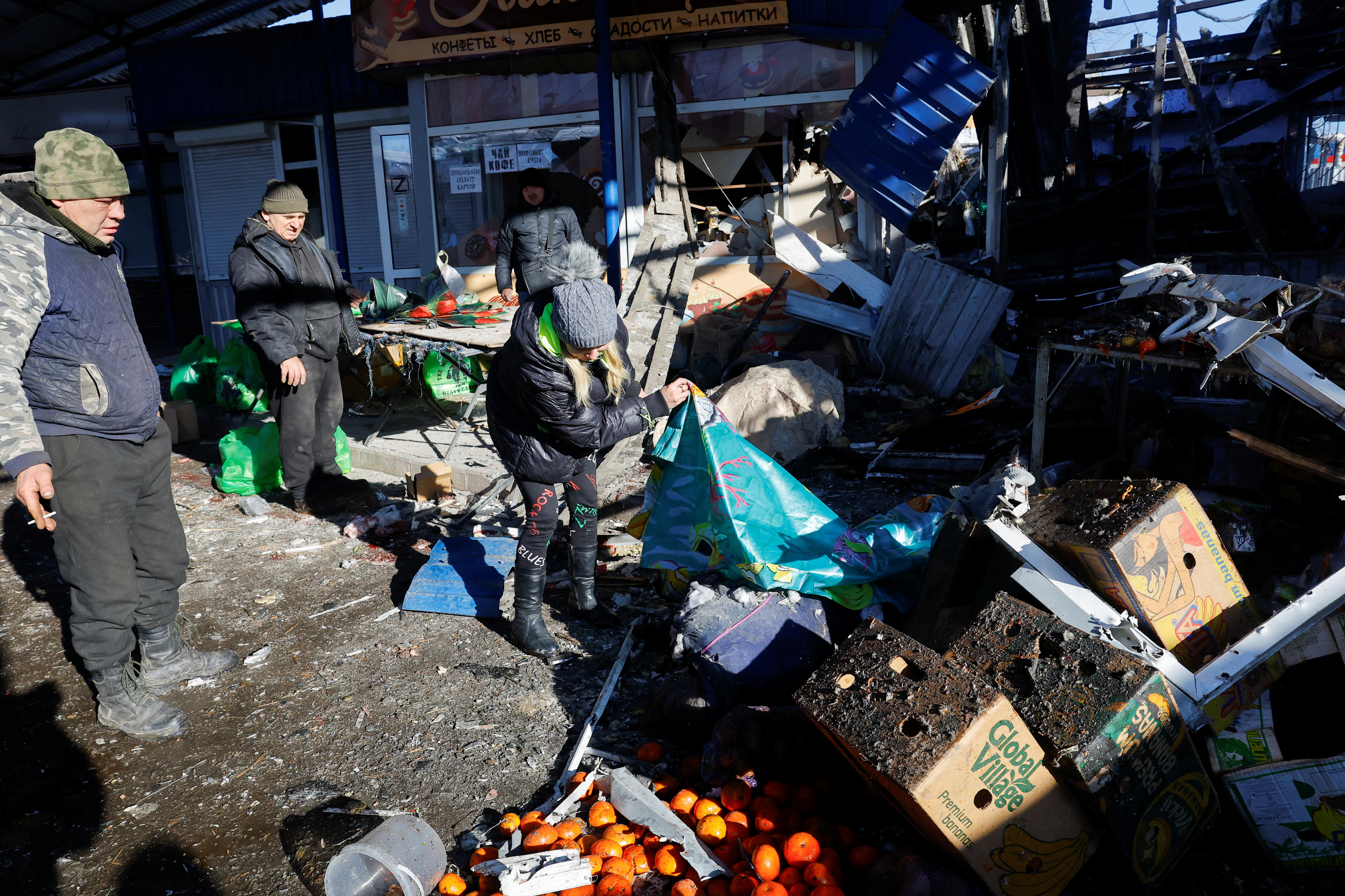 Aftermath of shelling in Donetsk