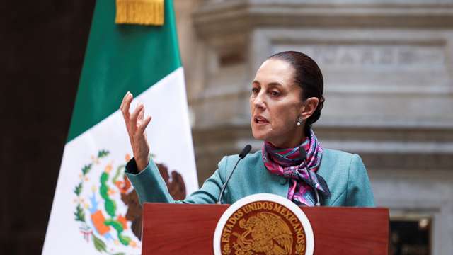 Mexican president Claudia Sheinbaum holds a press conference after a meeting with business people from Mexico and the United States, in Mexico City