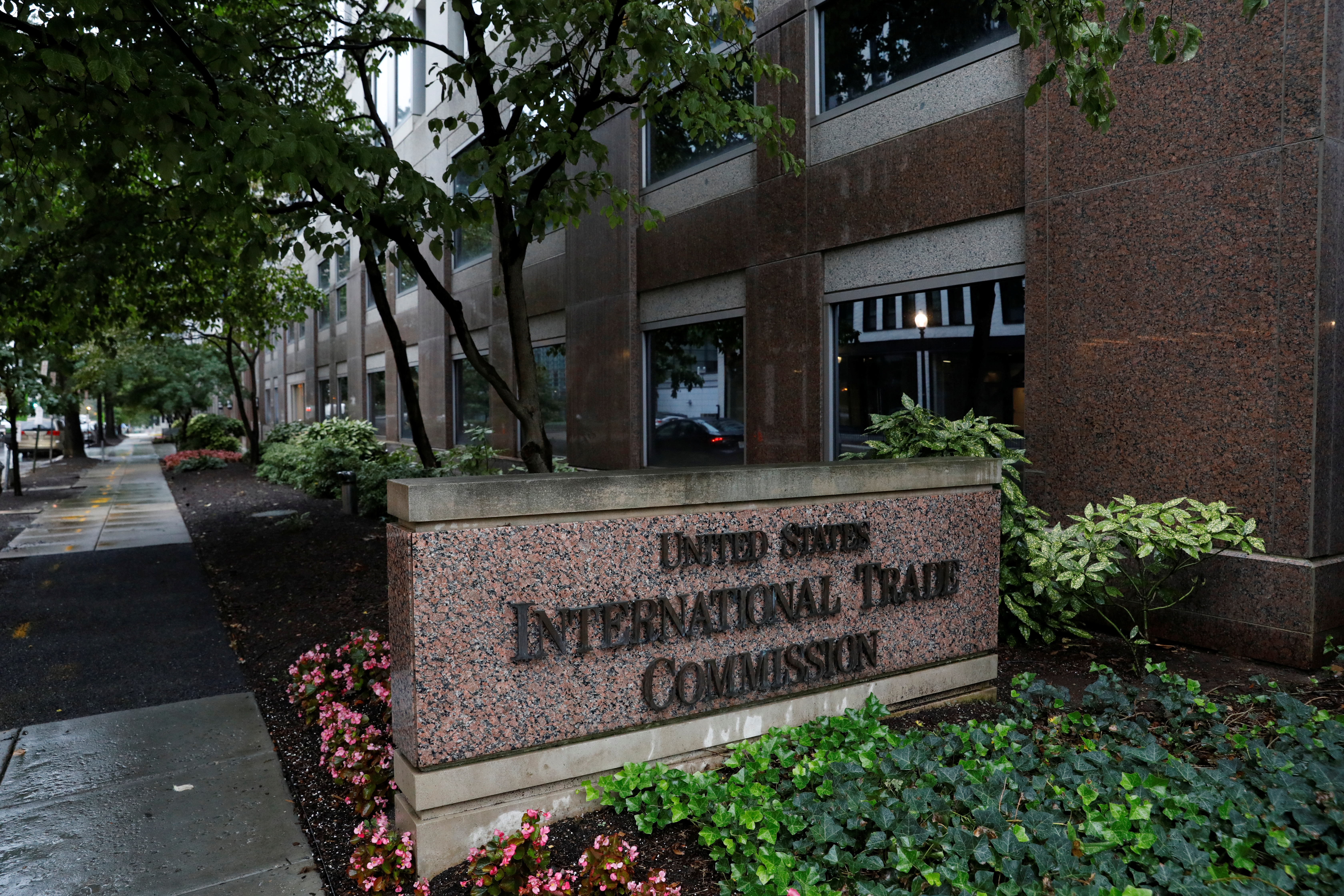 Signage is seen outside of the U.S. International Trade Commission in Washington, D.C.
