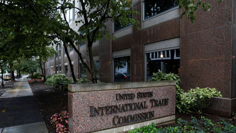 Signage is seen outside of the U.S. International Trade Commission in Washington, D.C.