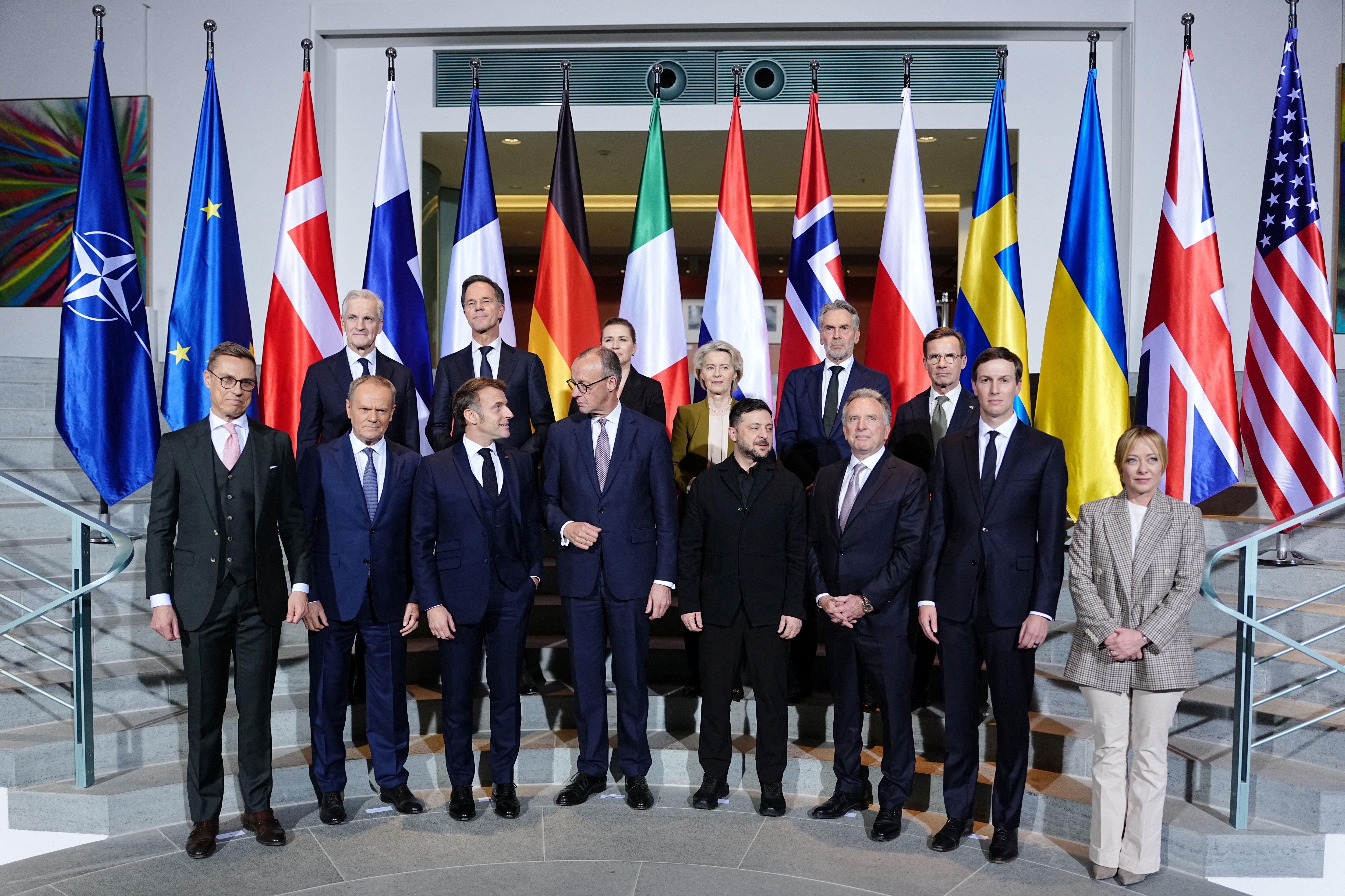 Meeting with European heads of state and government, together with representatives of the EU and NATO, at the Chancellery in Berlin