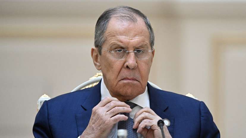Russian Foreign Minister Lavrov attends a meeting of Russian President Putin and Uzbek President Mirziyoyev in Tashkent
