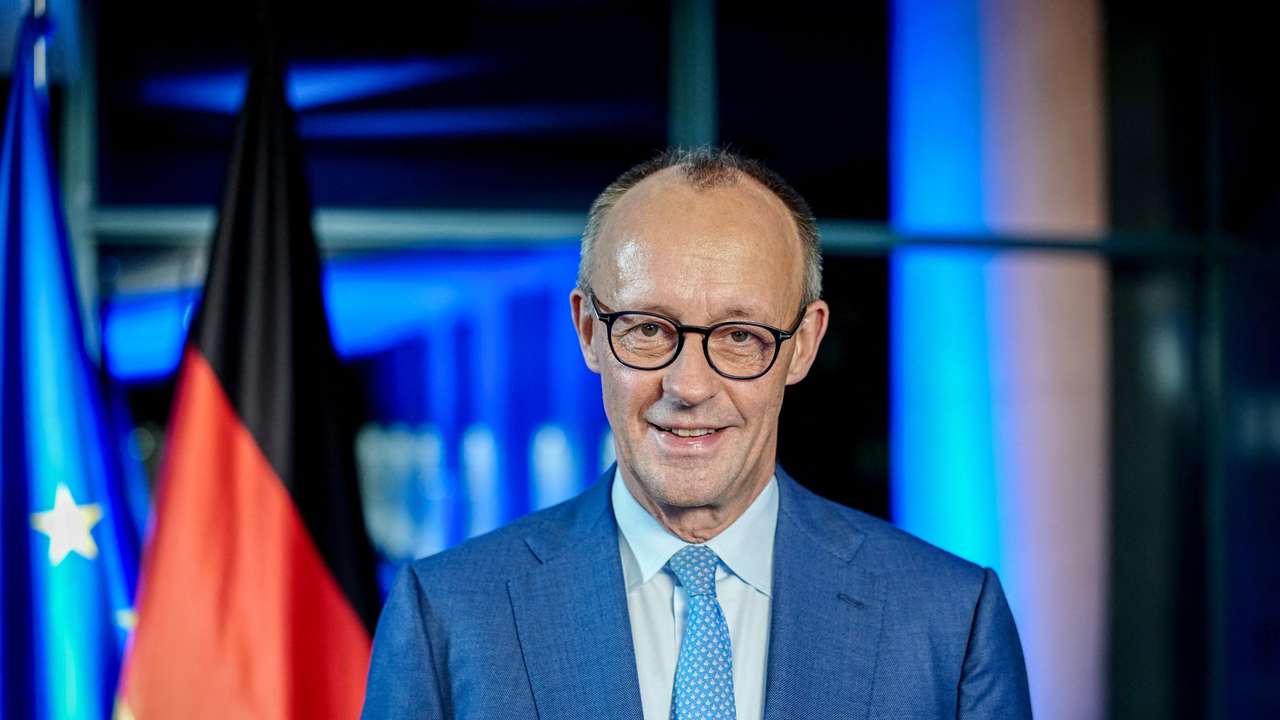 German Chancellor Merz records his New Year's speech at the Chancellery in Berlin