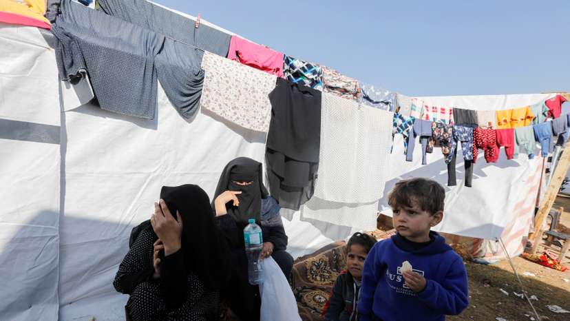 Displaced Palestinians take shelter in tents at Nasser hospital in Khan Younis, in the southern Gaza Strip