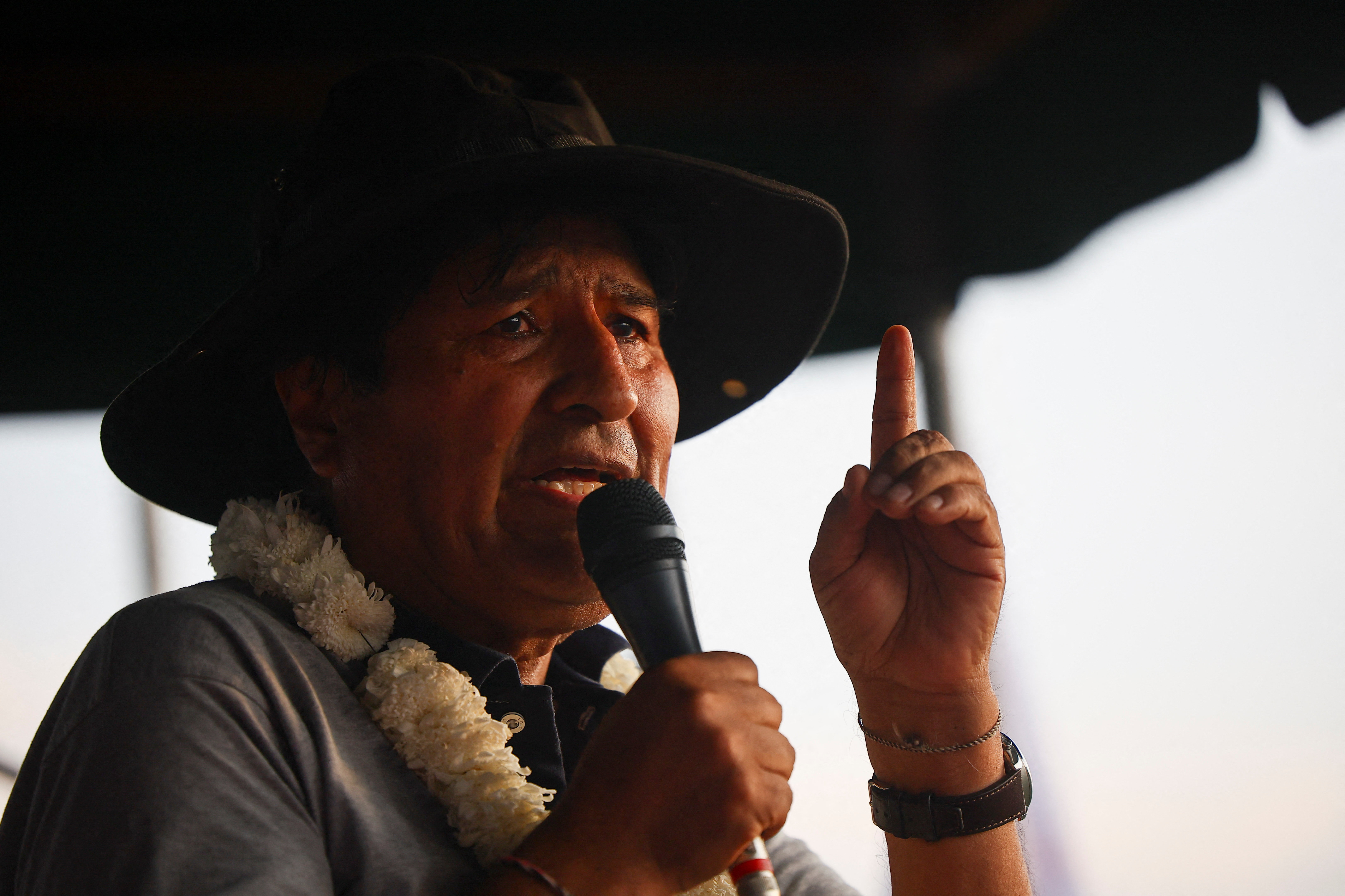 Former Bolivian President Morales holds a rally calling for "null voting" in upcoming presidential election