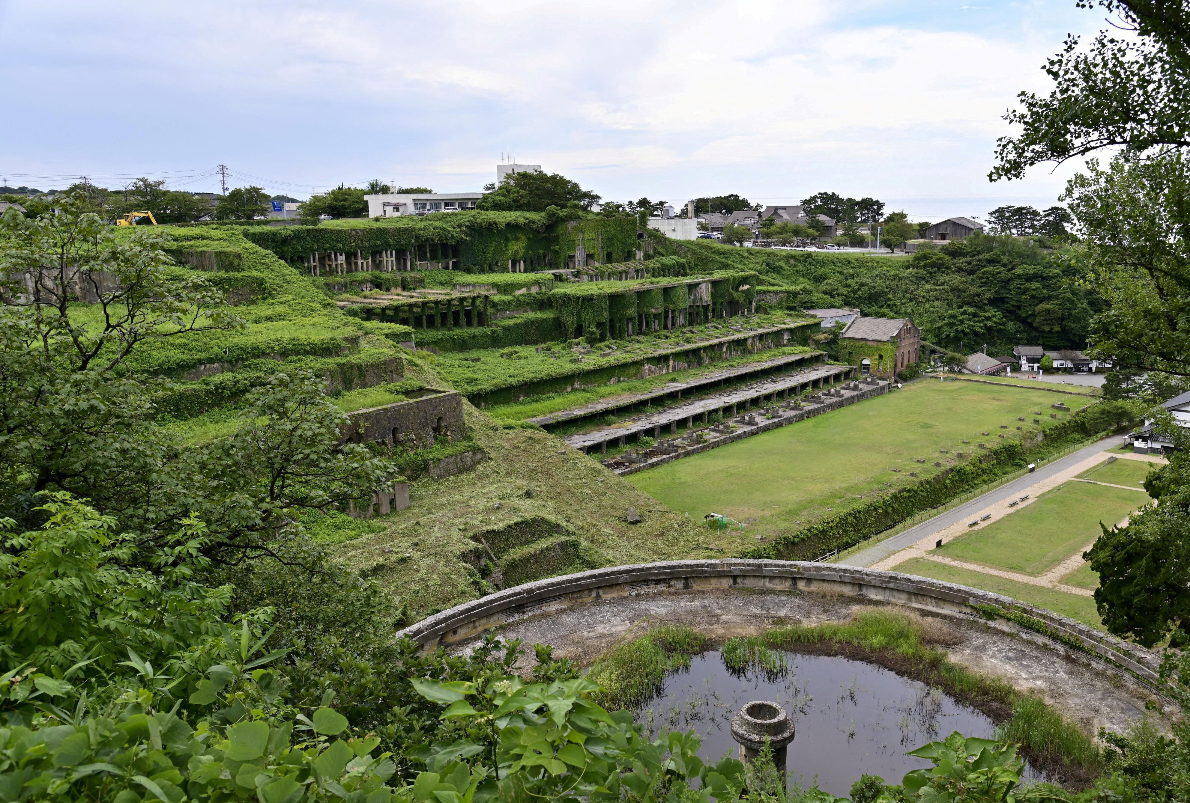 FILE PHOTO: General view shows Kitazawa Flotation Plant at ruins of Aikawa Gold and Silver Mine in Sado on Sado Island