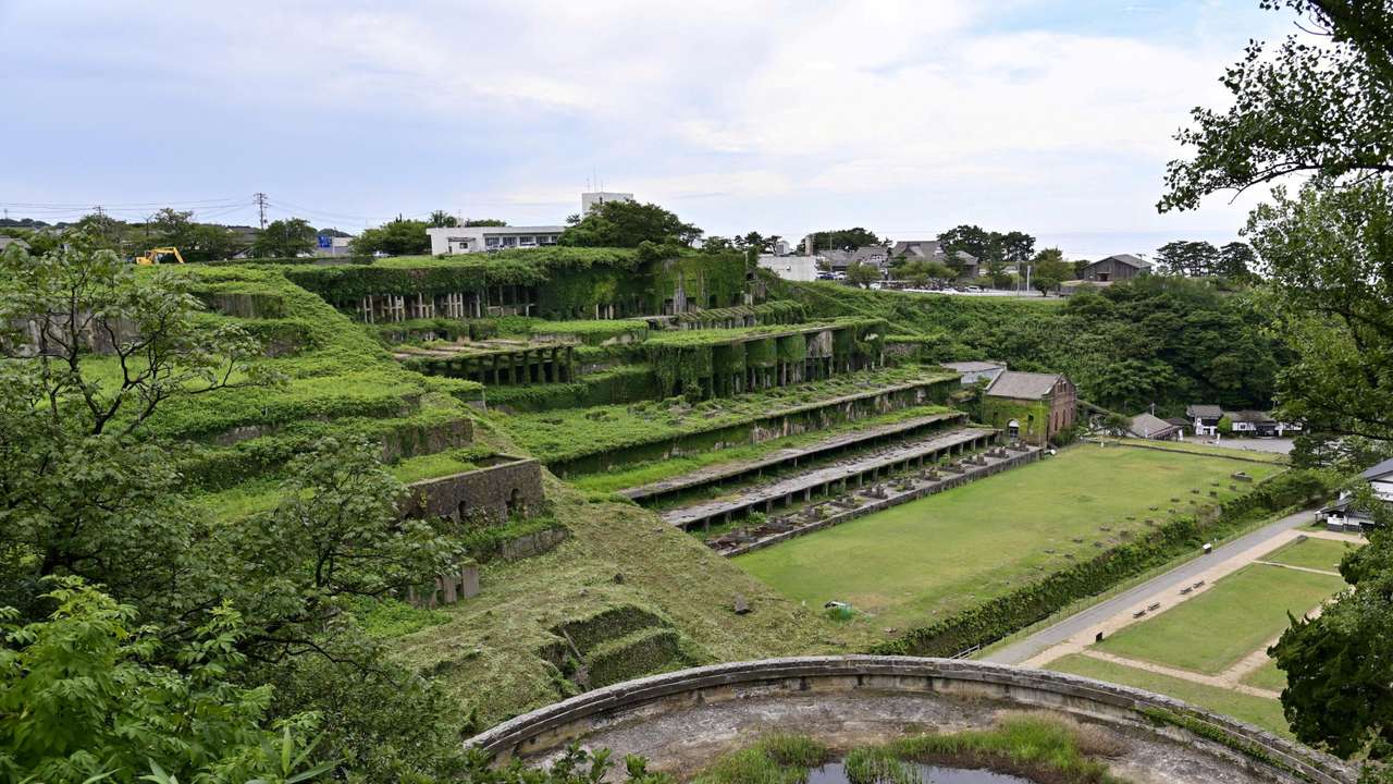 FILE PHOTO: General view shows Kitazawa Flotation Plant at ruins of Aikawa Gold and Silver Mine in Sado on Sado Island