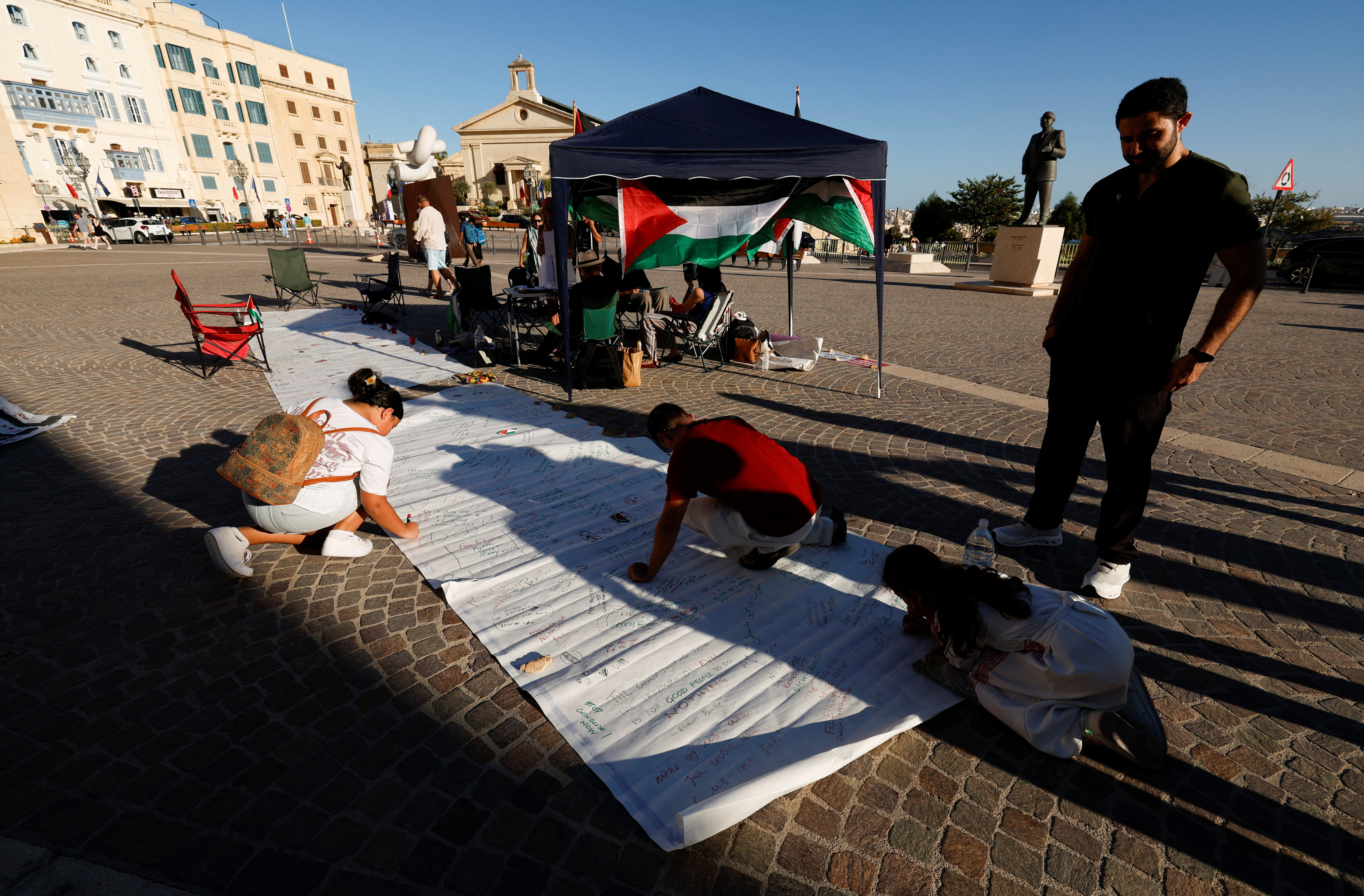 Activists hold a two-day protest vigil in solidarity with the victims in Gaza, in Valletta