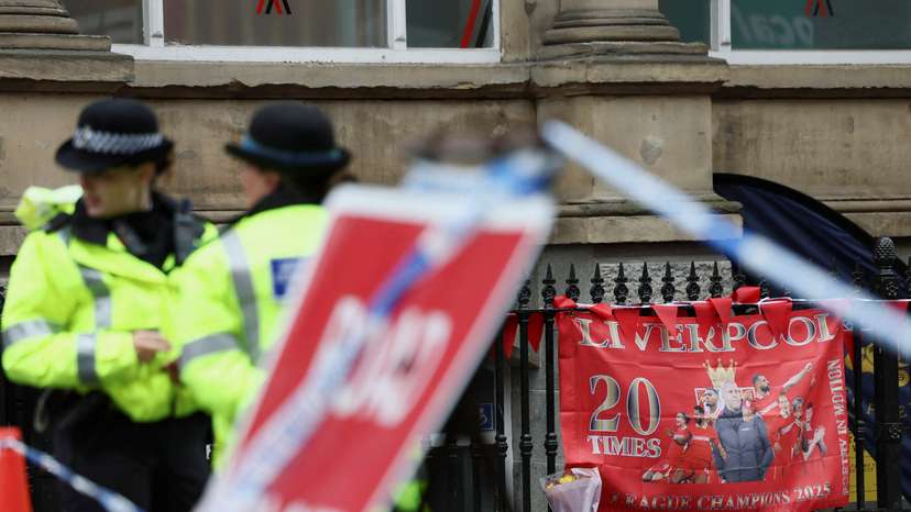 Aftermath of an incident where a car hit fans at the Liverpool parade