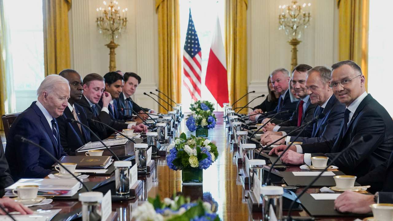U.S. President Joe Biden meets with Poland's President Andrzej Duda and Prime Minister Donald Tusk, in Washington
