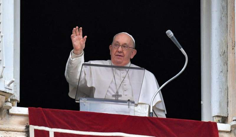 FILE PHOTO: Pope Francis leads the Angelus prayer at the Vatican
