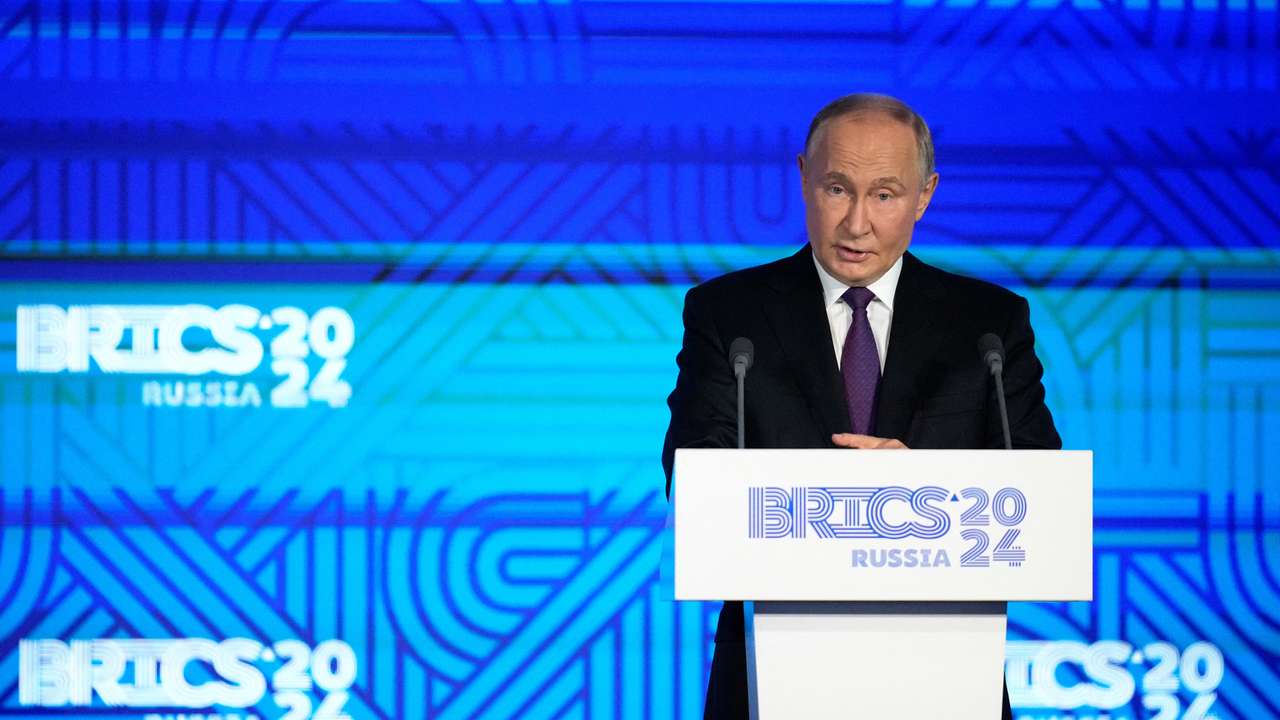 Russian President Vladimir Putin attends the BRICS Business Forum in Moscow