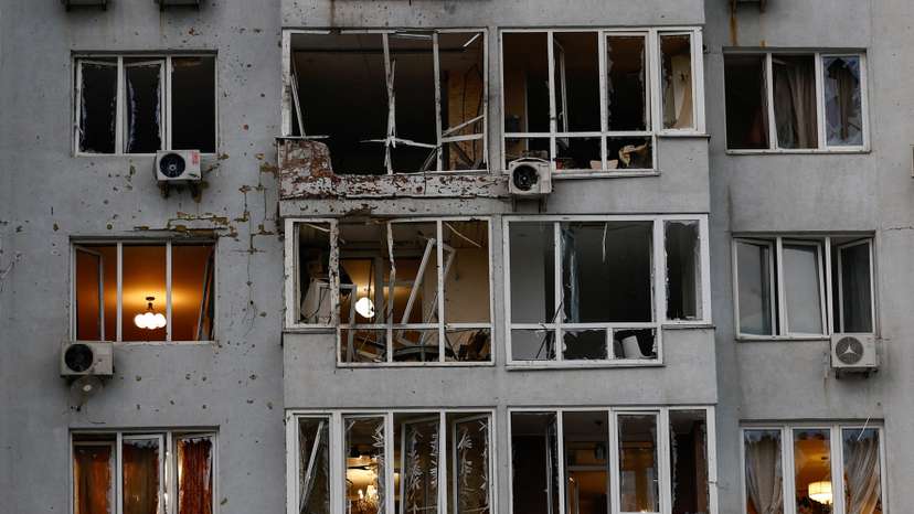 Aftermath of a Russian drone attack in Kyiv