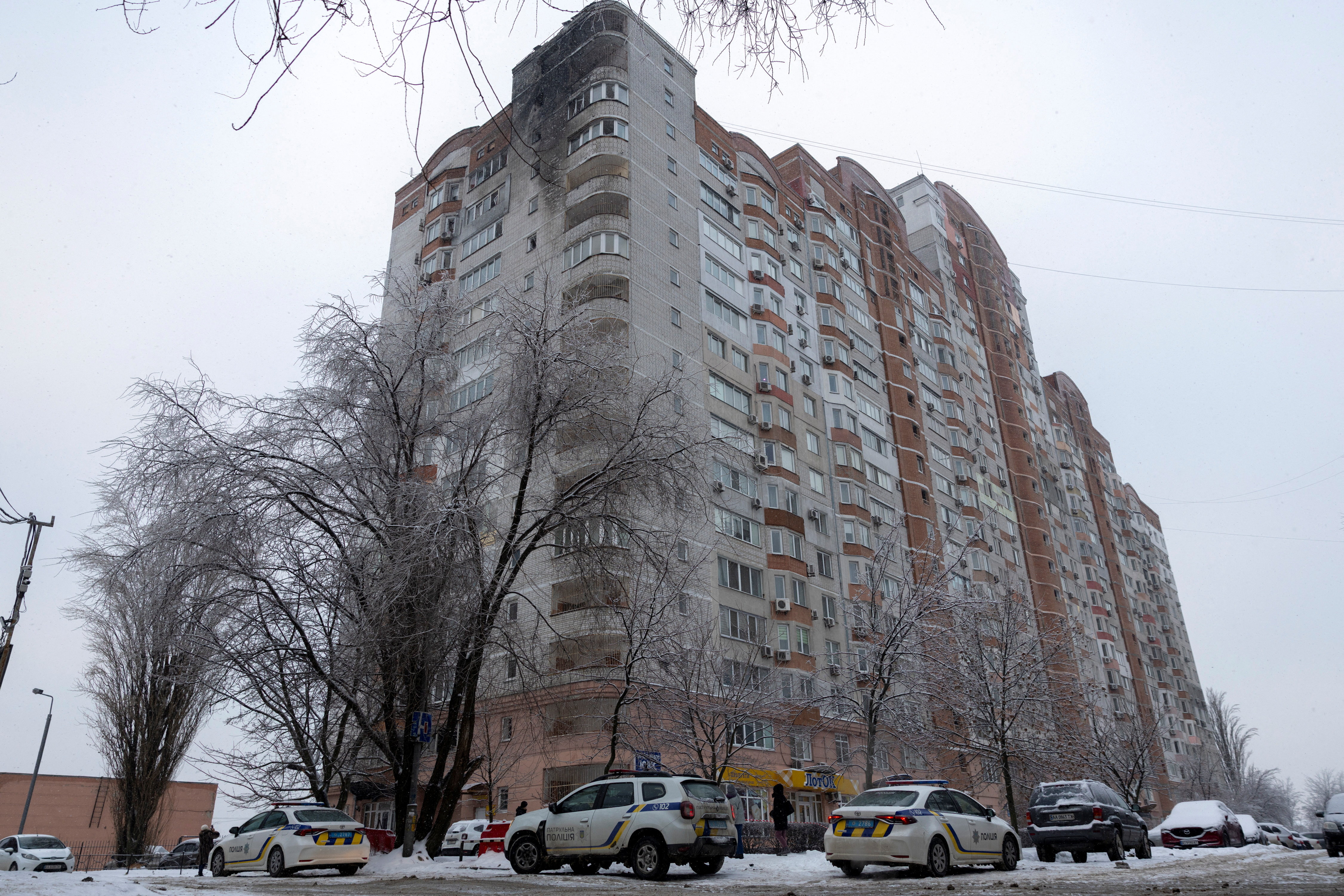 Aftermath of a Russian drone attack in Kyiv