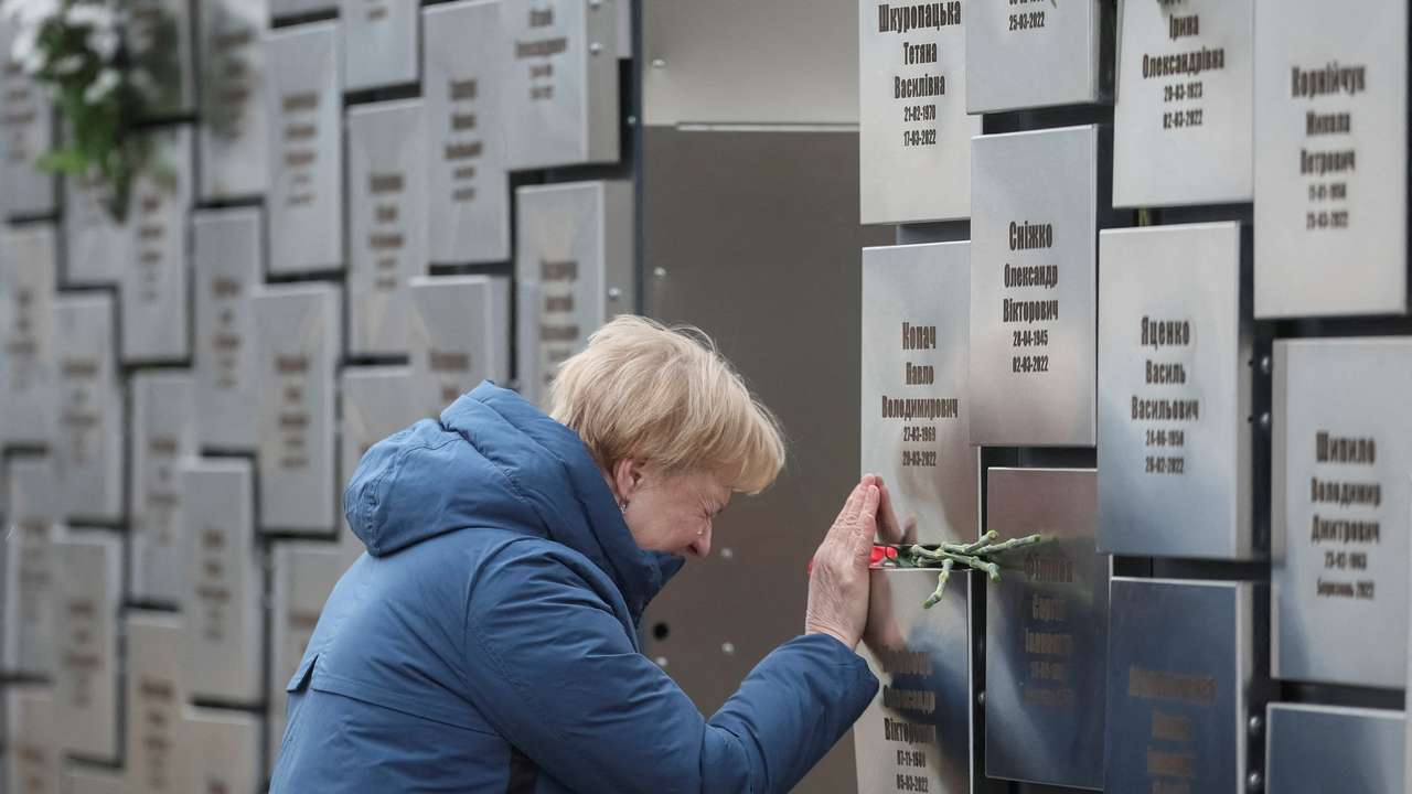 FILE PHOTO: Ukrainian marks the third anniversary of the liberation of Bucha