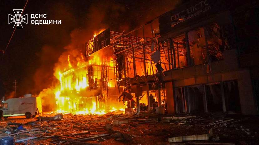 Aftermath of a Russian drone strike in Odesa