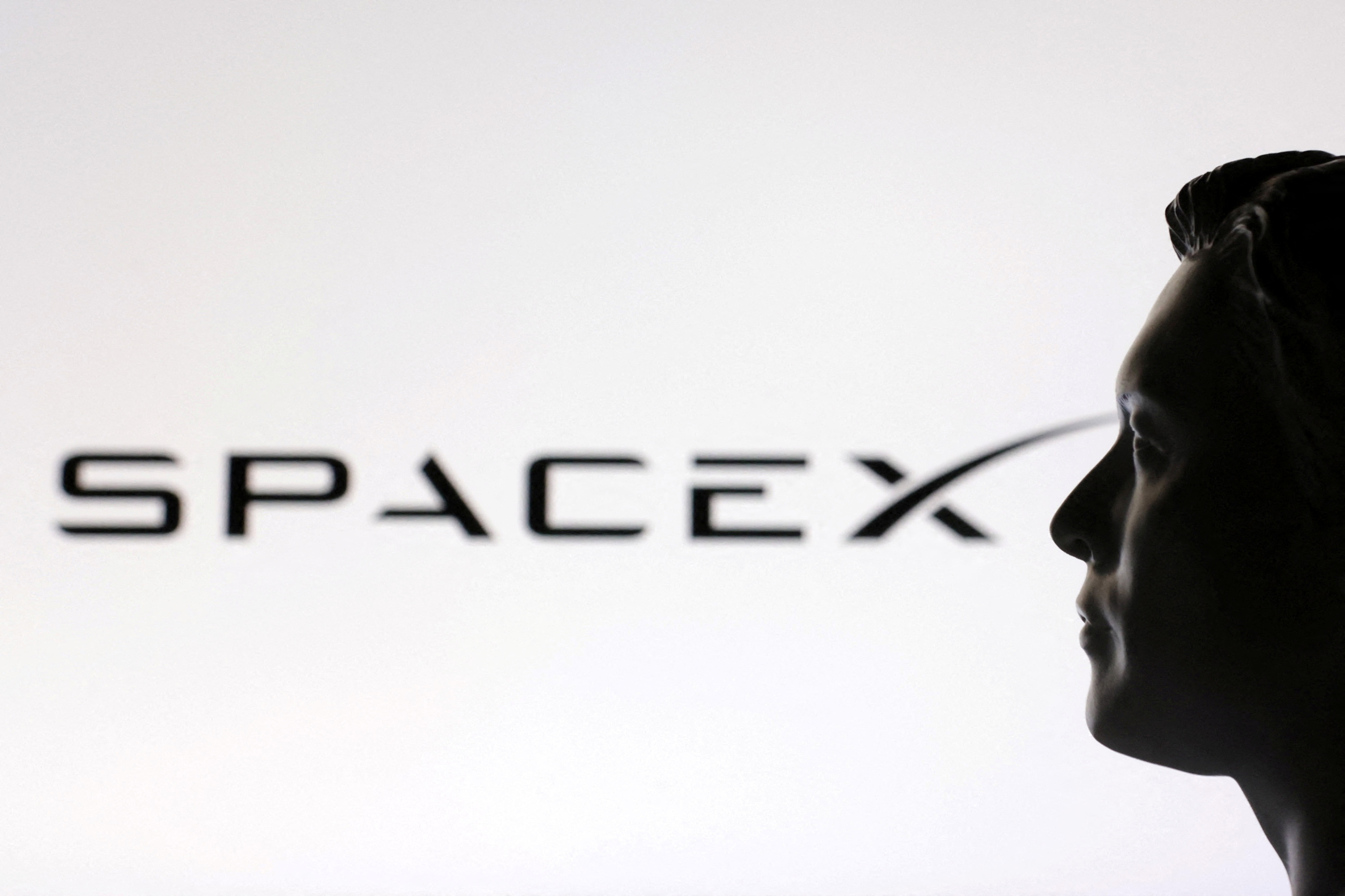 FILE PHOTO: Illustration shows 3D-printed miniature model of Elon Musk and SpaceX logo