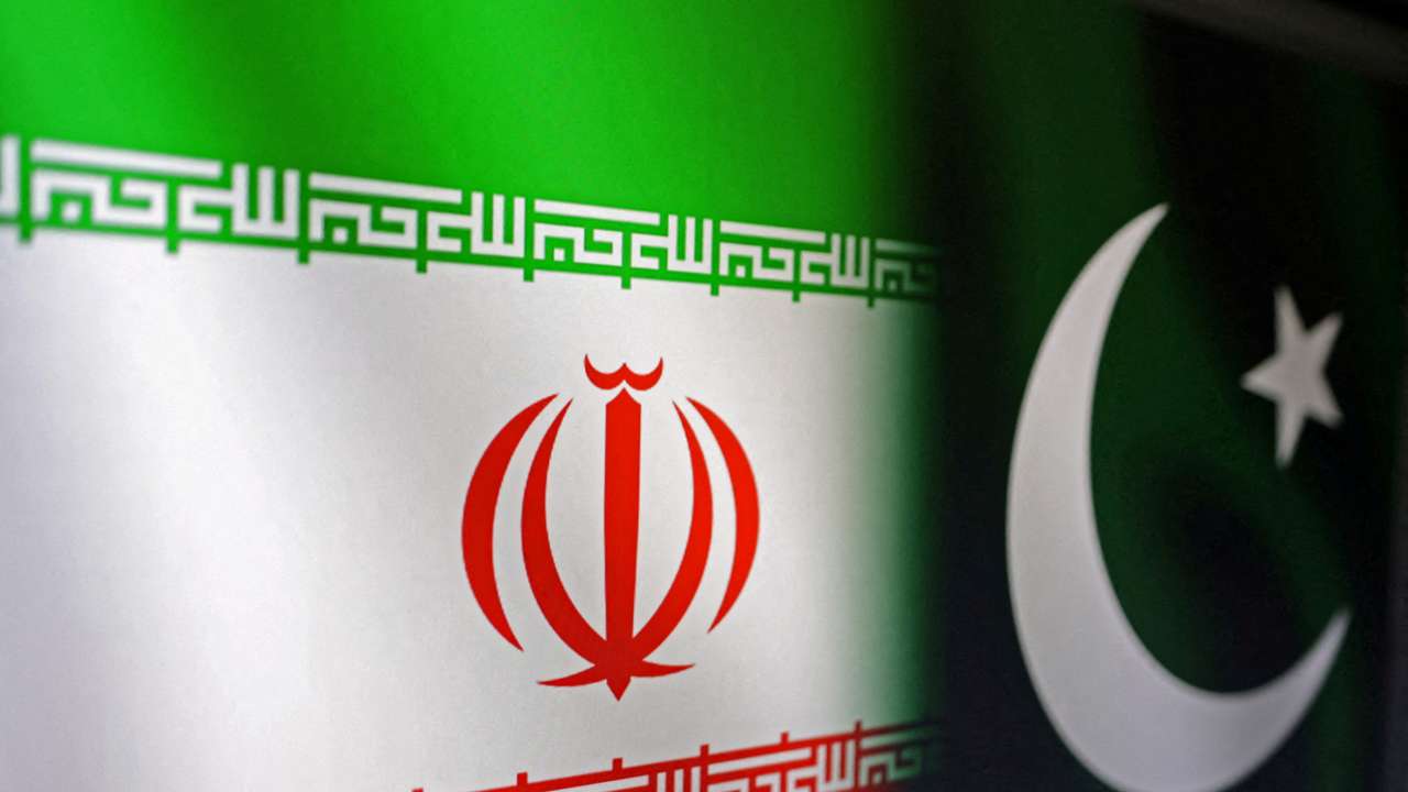 FILE PHOTO: Illustration shows Iranian and Pakistani flags