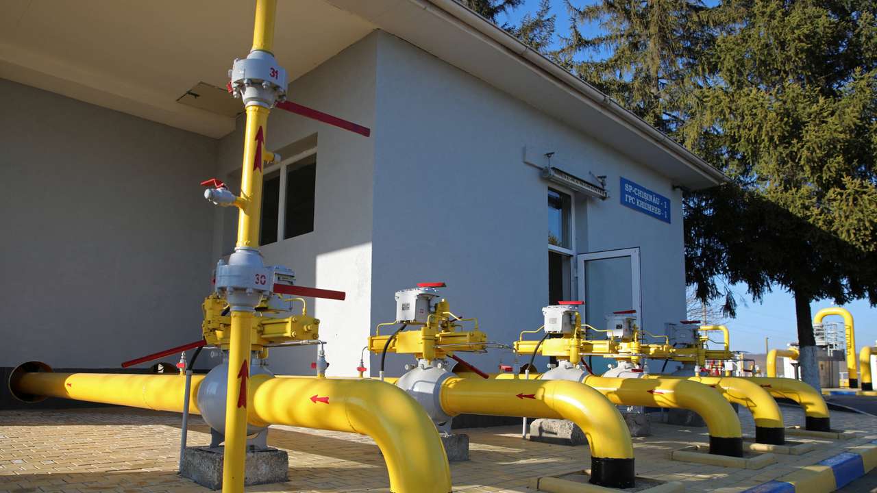A view shows the facilities of a gas distribution plant in Chisinau