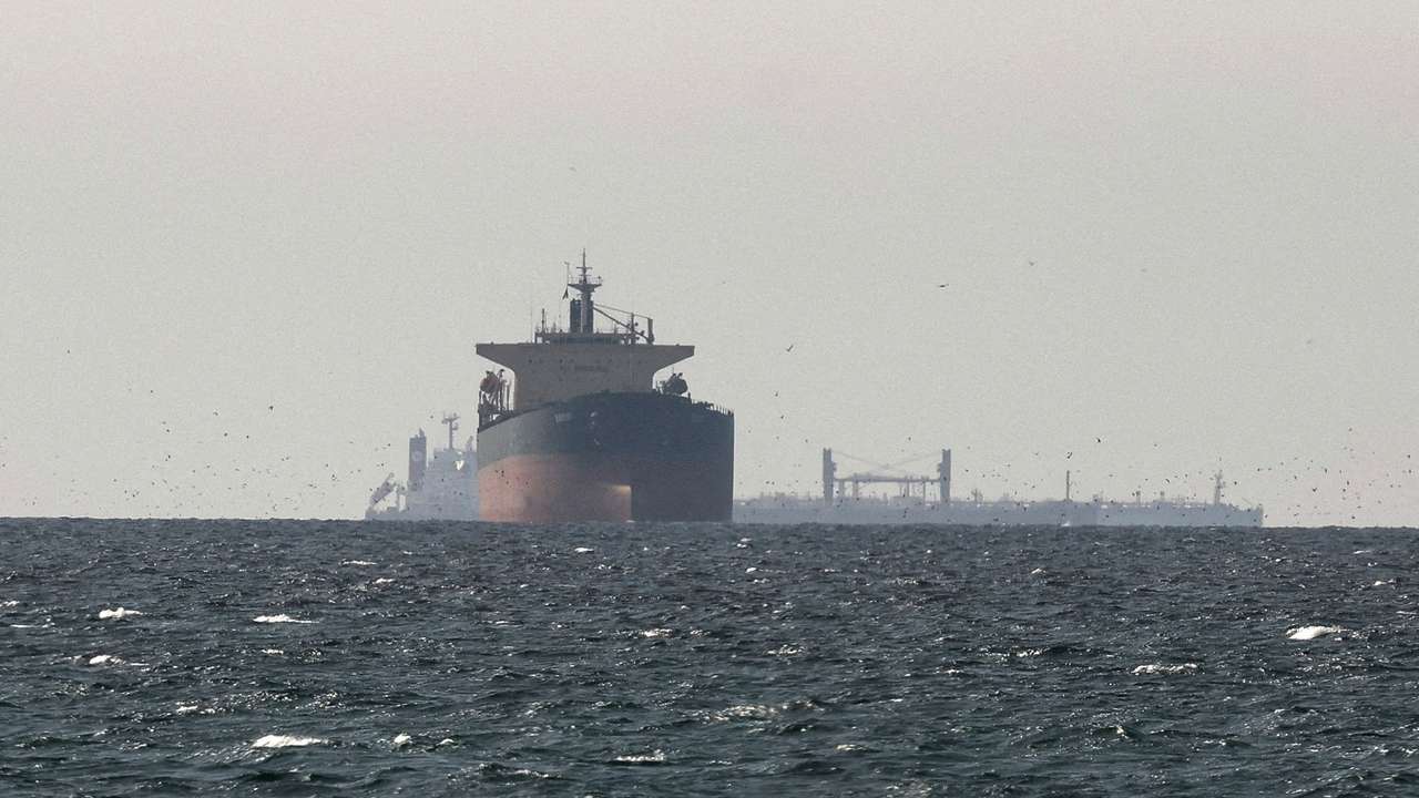FILE PHOTO: Tankers sail in the Gulf, near the Strait of Hormuz