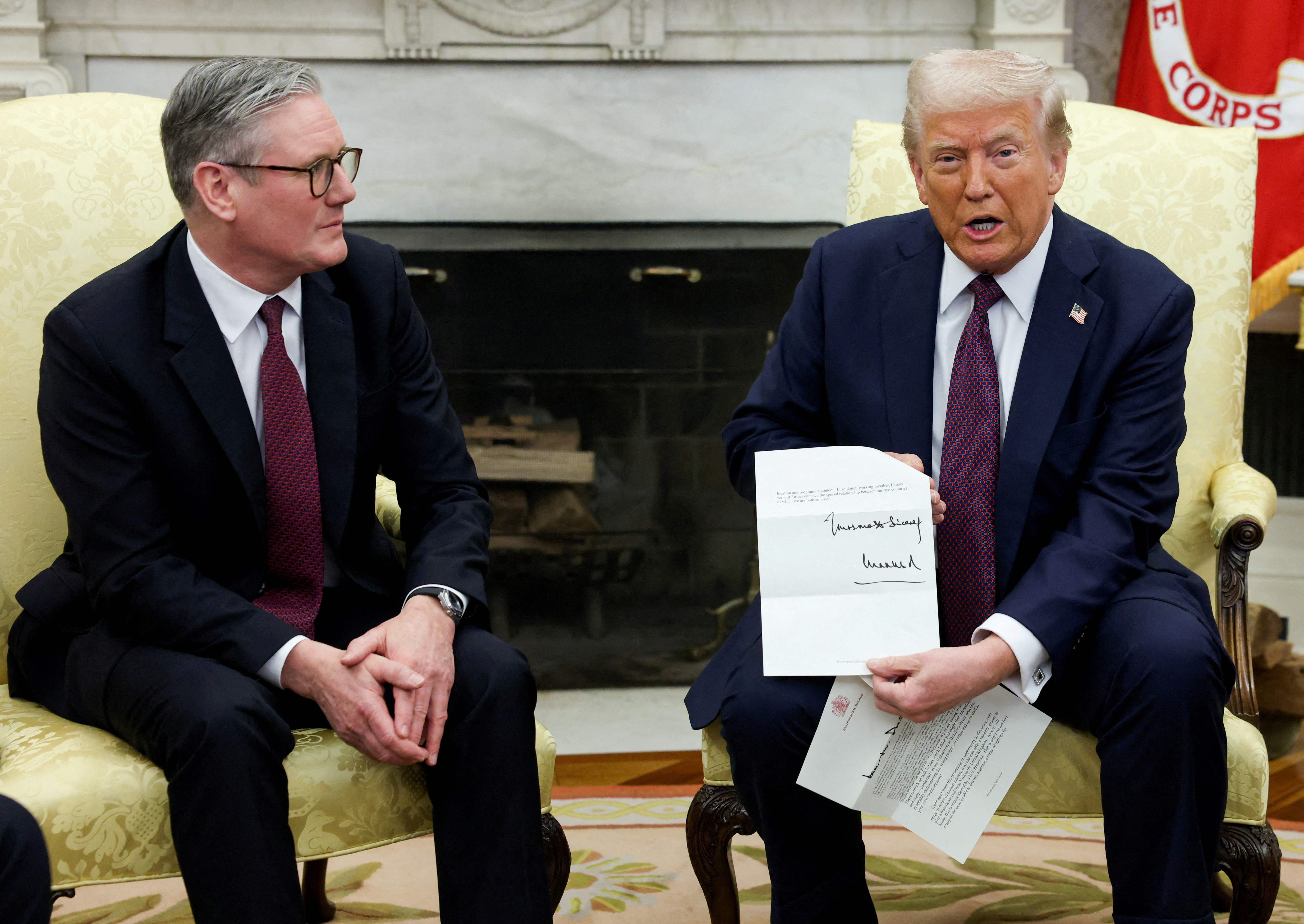 FILE PHOTO: U.S. President Donald Trump meets British Prime Minister Keir Starmer, in Washington, D.C.