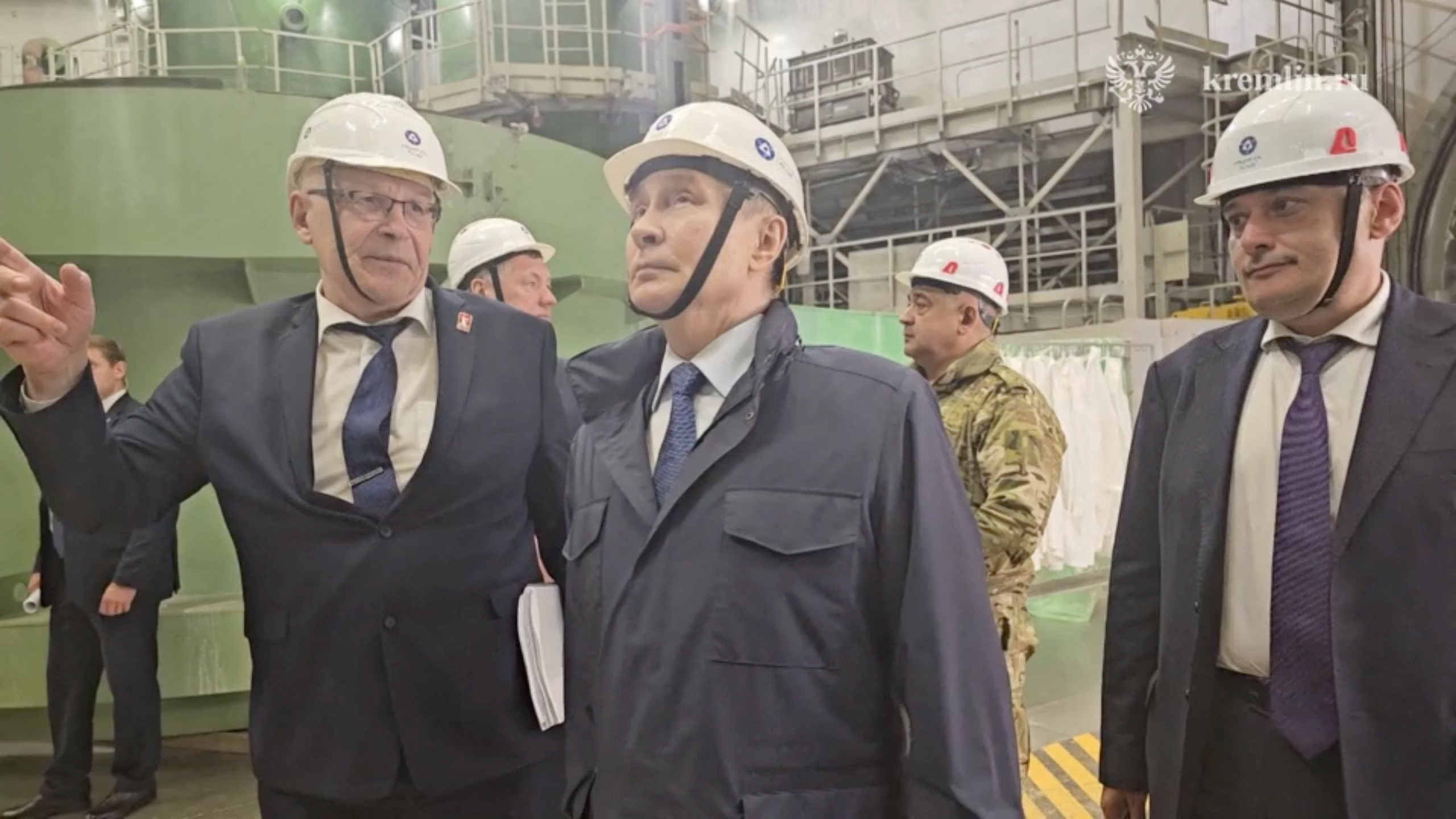 Russian President Vladimir Putin visits the Kursk-II nuclear power plant in Kursk Region