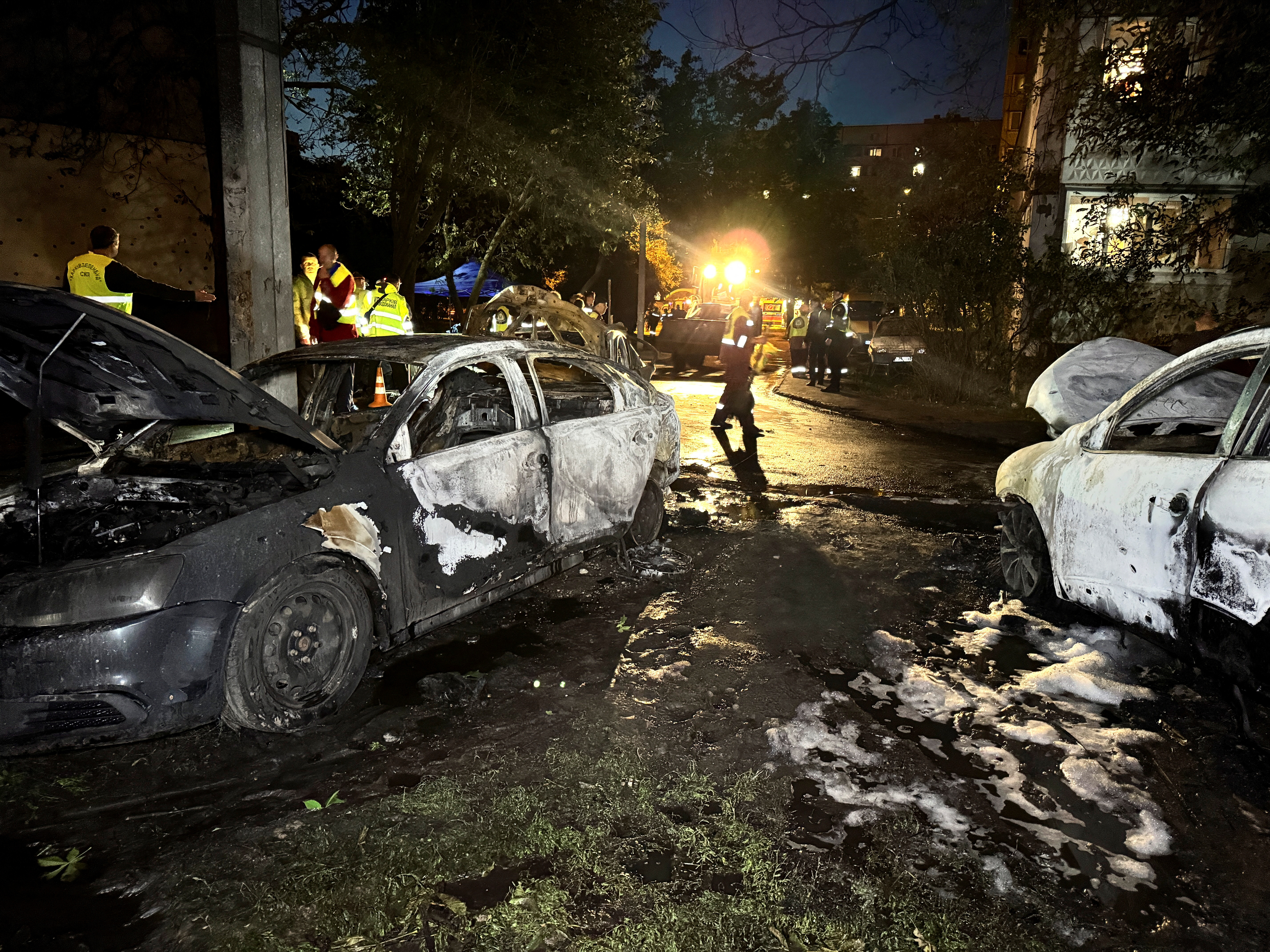 Aftermath of a Russian drone strike in Kharkiv
