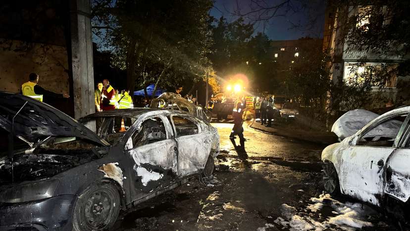 Aftermath of a Russian drone strike in Kharkiv