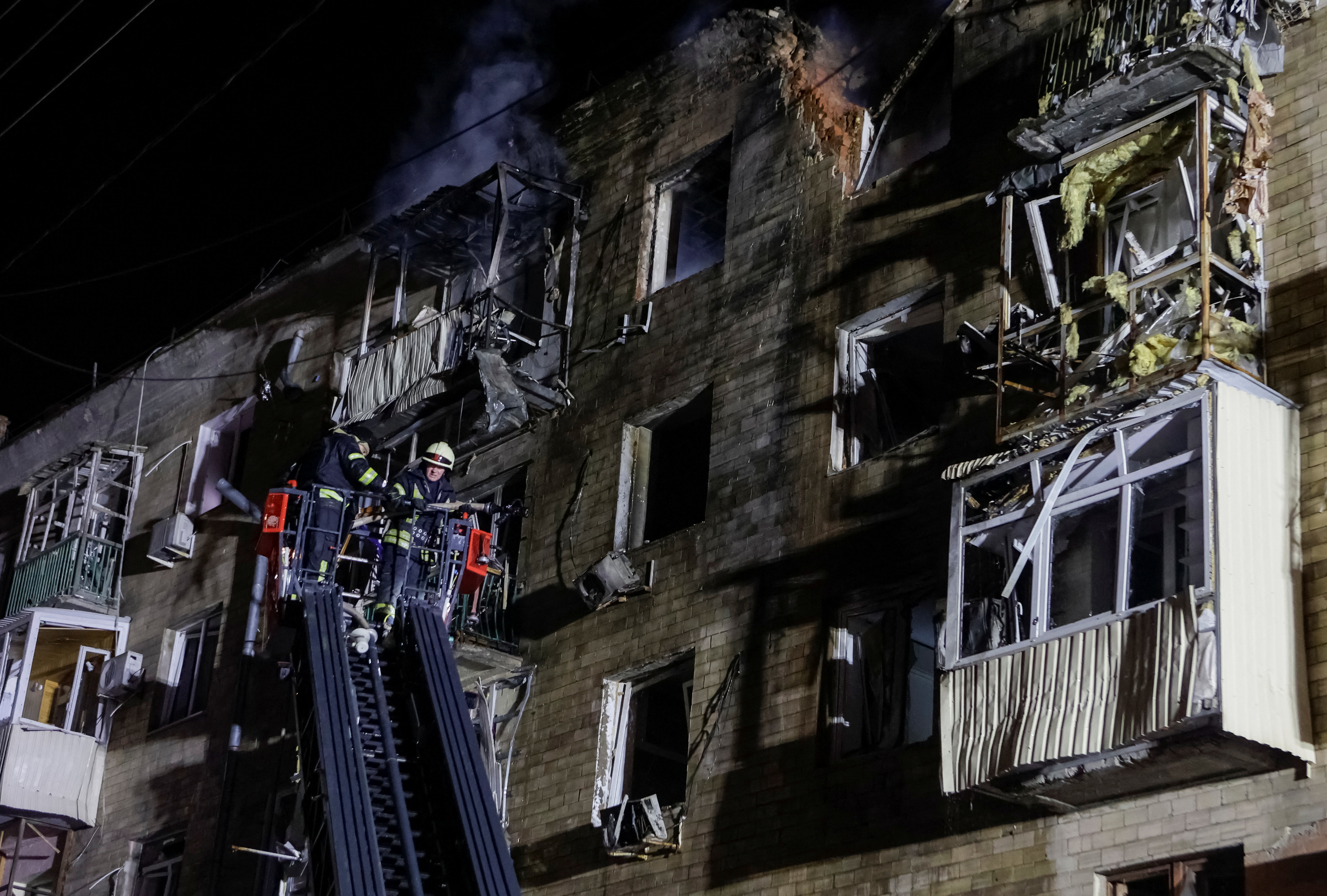 Aftermath of a Russian drone strike in Kharkiv