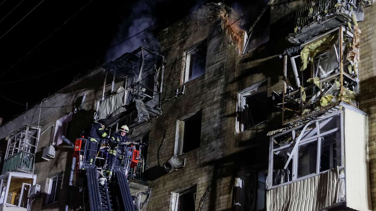 Aftermath of a Russian drone strike in Kharkiv